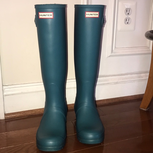 Hunter Rain Boots—Tall Teal Matte, practically NEW - Picture 1 of 4